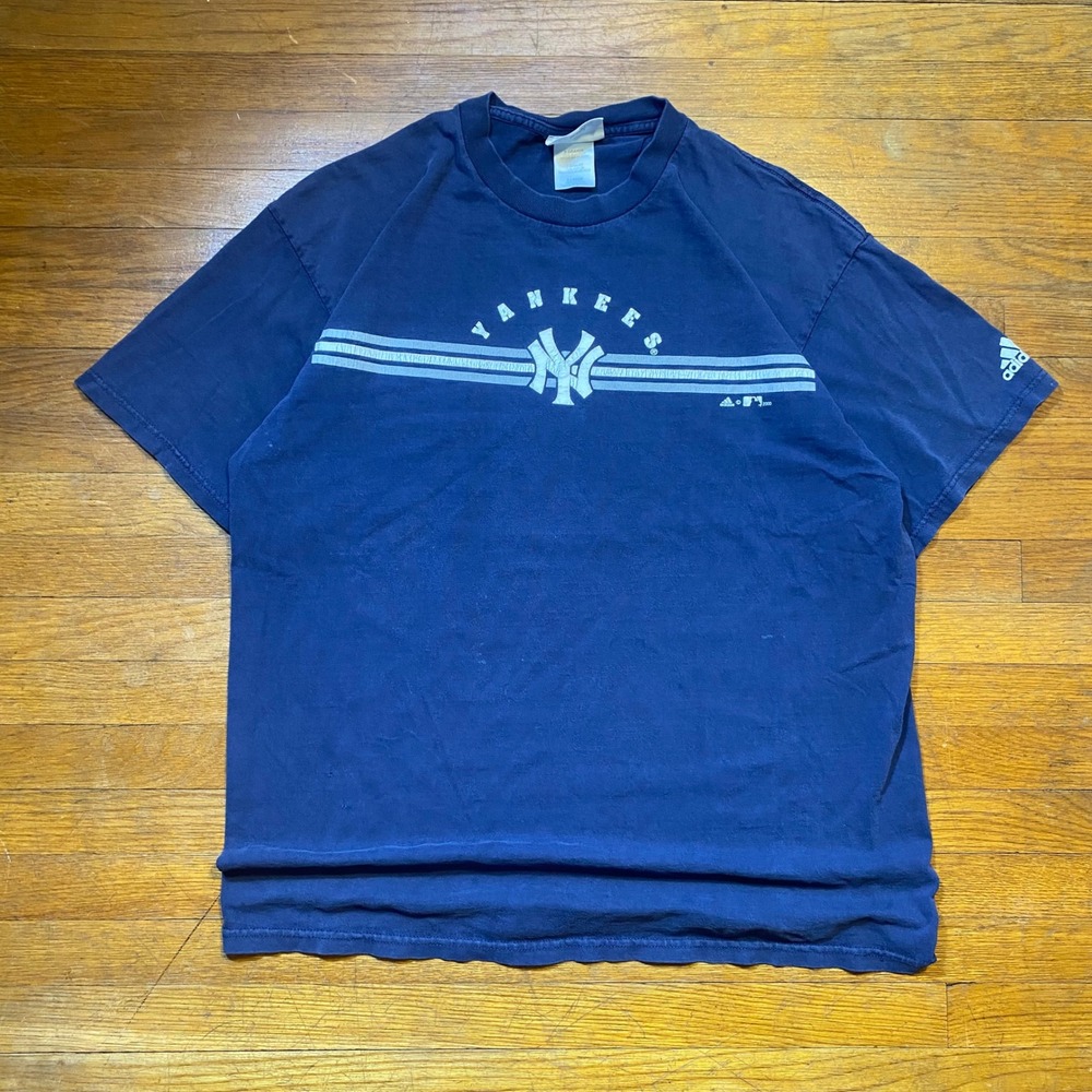 Adidas New York Yankees MLB T-Shirt Vintage 2000 Navy Blue Mens XL Graphic Tee